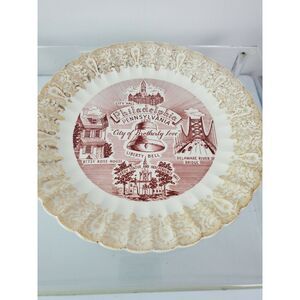 Vintage City Hall Philadelphia‎ Liberty Bell Decorative Red Plate Brotherly Love